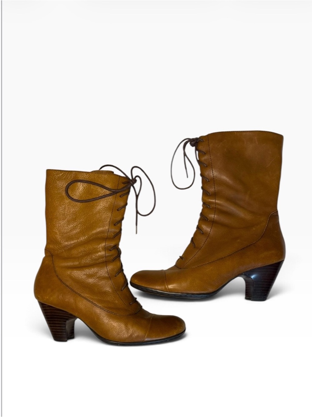 BORN FULL GRAIN LEATHER LACE UP GRANNY BOOTS SIZE 10 VICTORIAN